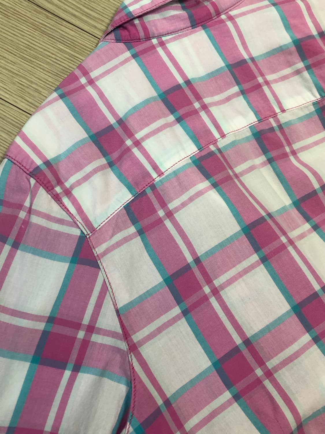 M 아디다스 분홍 하늘 체크 셔츠 남방 상품이미지8