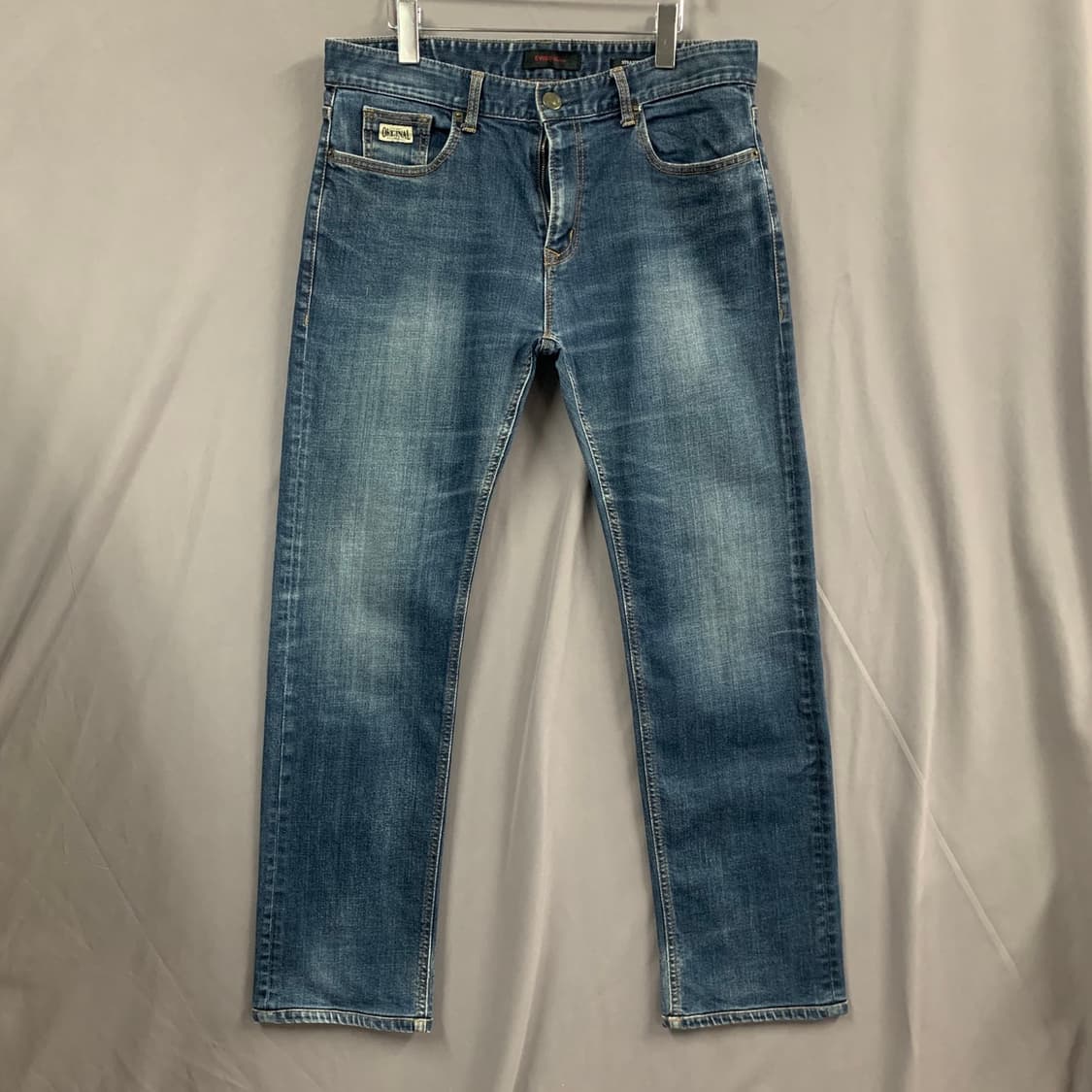 34인치 EVISU 에비수 스트레이트핏 워싱 스판 데님 청바지 상품이미지1