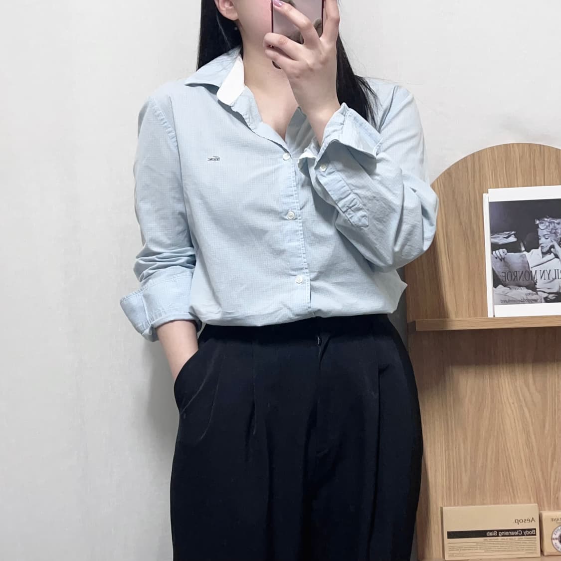 [정품] 라코스테 소라 실버로고 체크 셔츠 [ 38 ] 상품이미지1