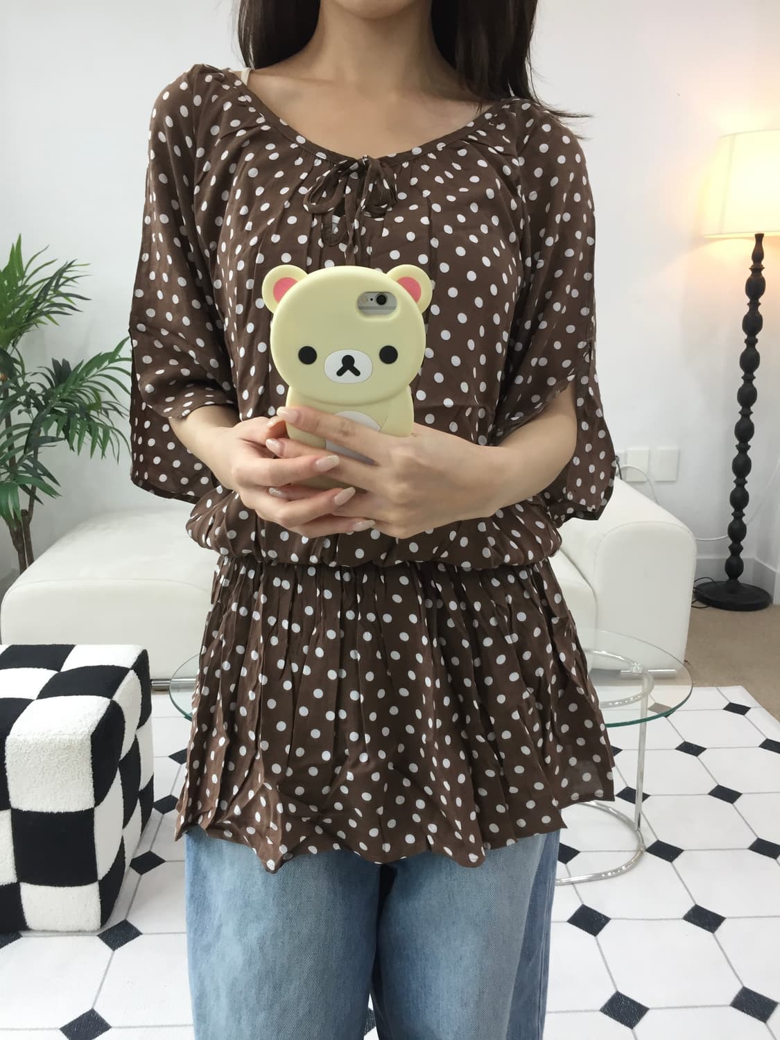 도트 브라운 블라우스 상품이미지6