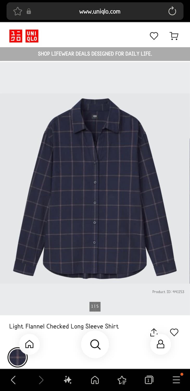 여자 유니클로 오버핏 체크 셔츠 XL 상품이미지1