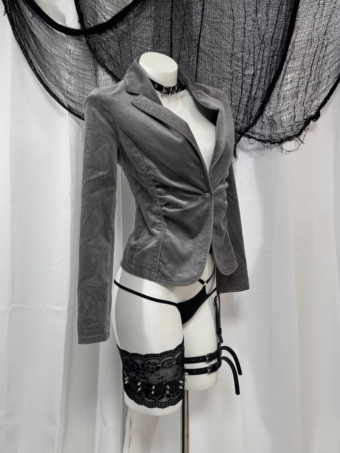 gray velvet shirring blazer 상품이미지3