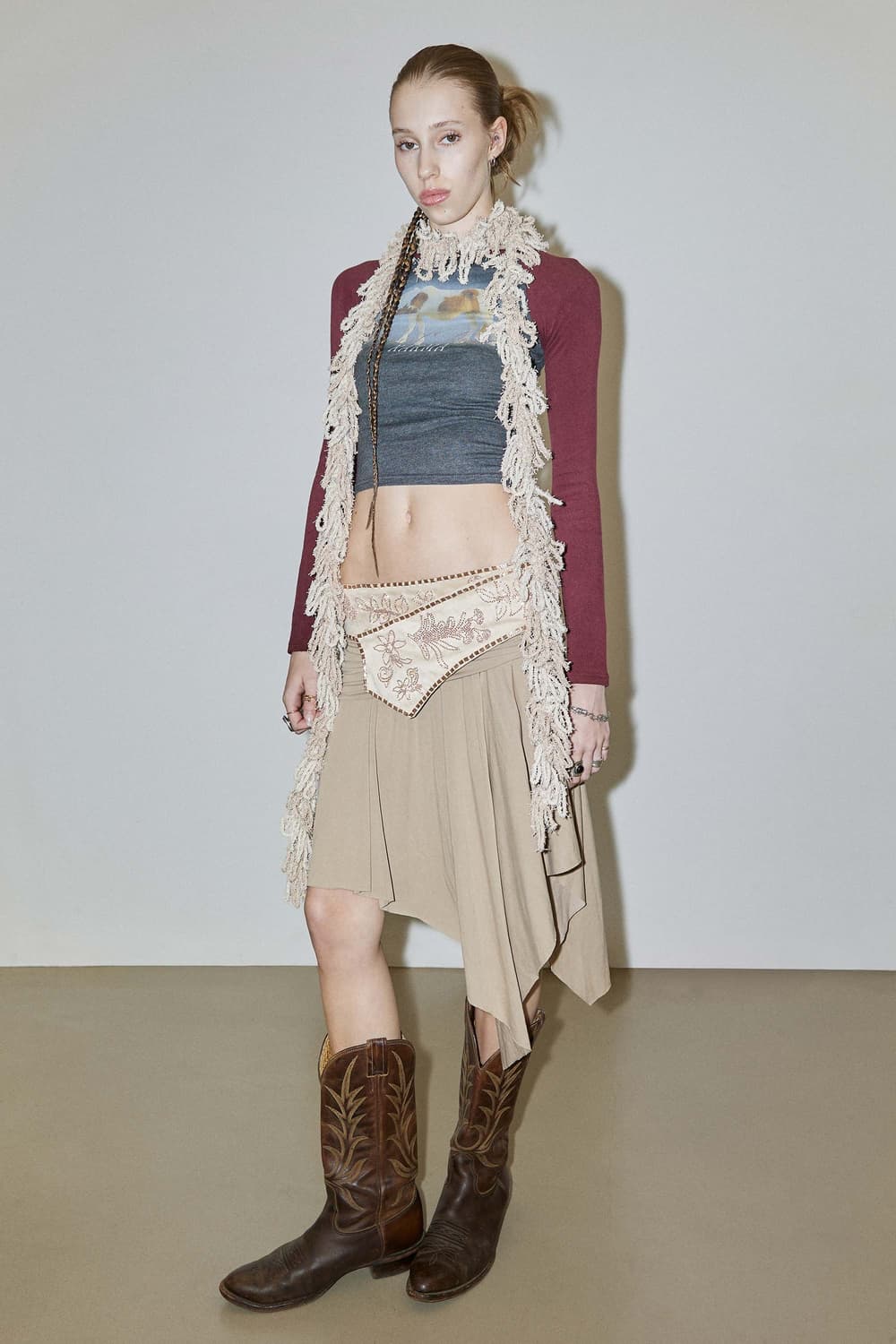 스컬프터 저지 스커트 beaded jersey skirt beige  상품이미지1