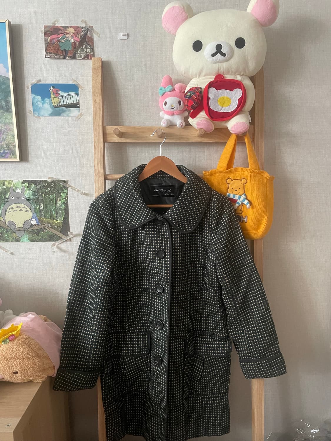 모리걸 빈티지 도트패턴 퍼코트 상품이미지3