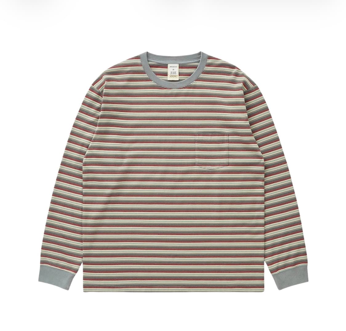 카키스 보더 롱슬리브 티셔츠 그레이 2 상품이미지1