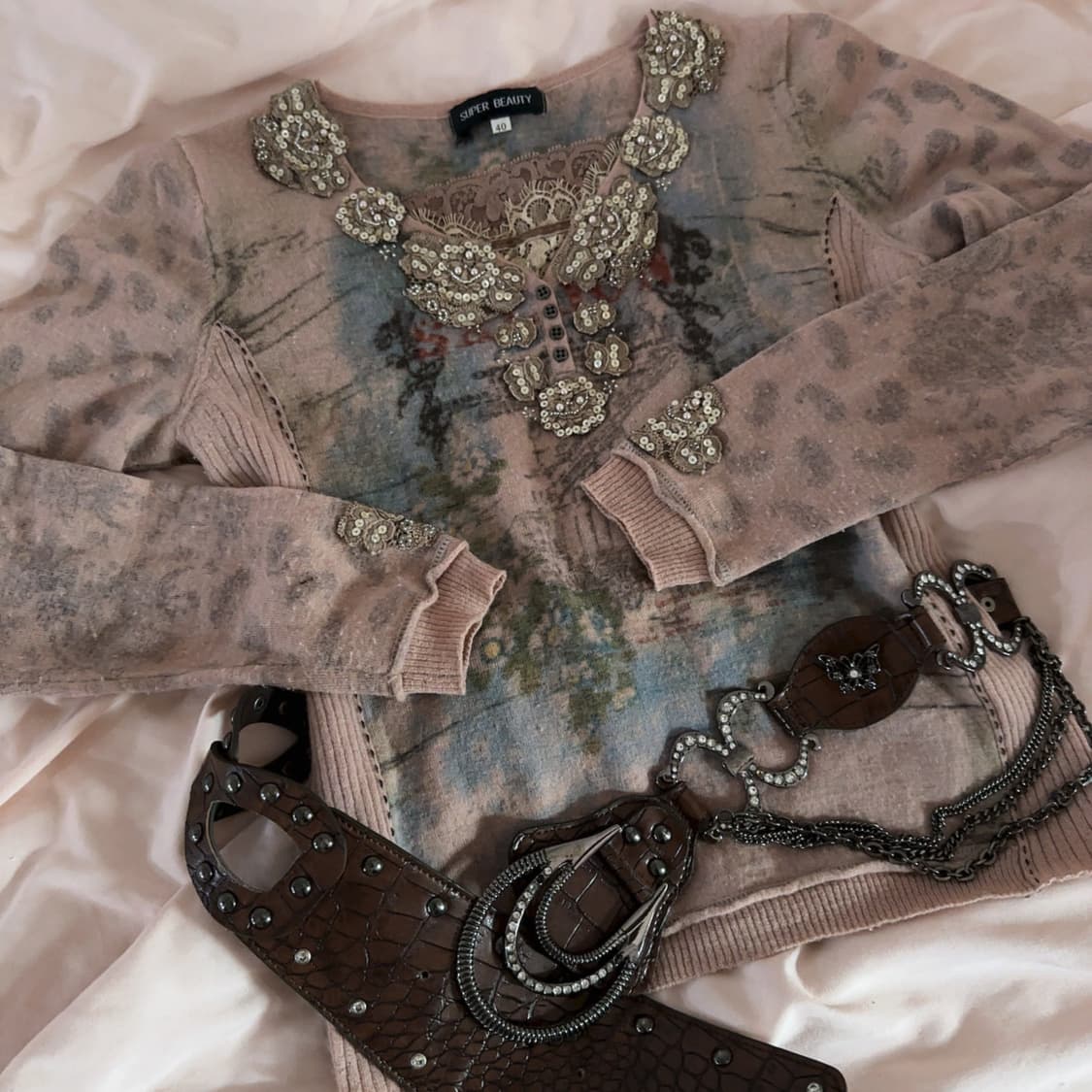 오리엔탈 니혼진 레오파드 탑 + 오리엔탈 와투케 체인 벨트 상품이미지1