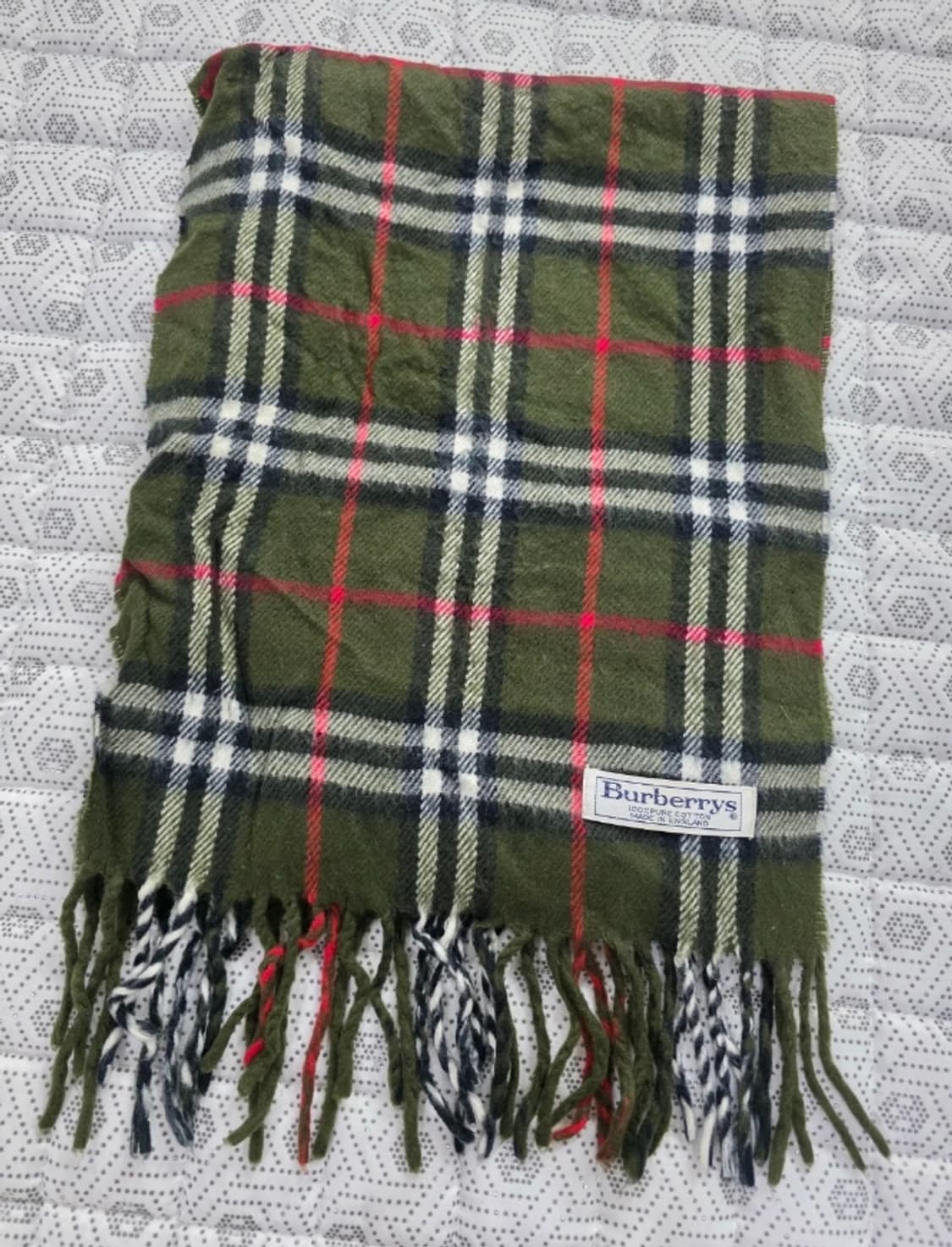 버버리 올리브 그린 체크 코튼 머플러 상품이미지5