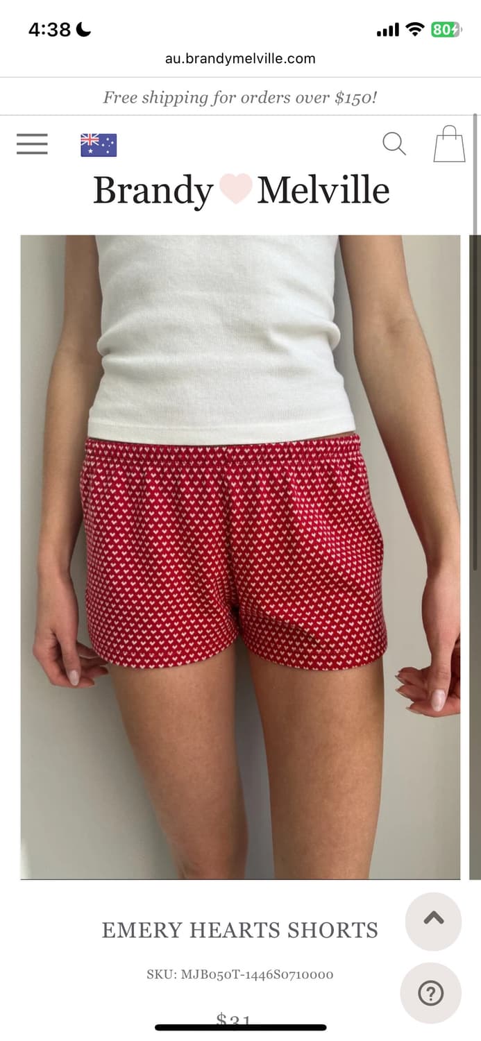 브랜디멜빌 에머리 하트 쇼츠 반바지 emery heart shorts 상품이미지1