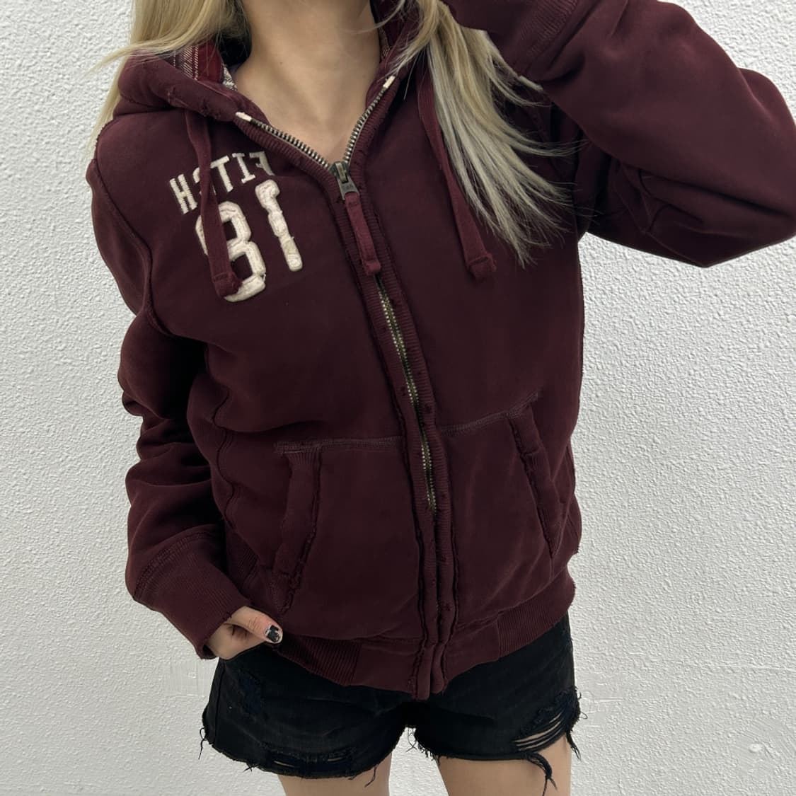 아베크롬비 패치로고 와인 후드자켓 S 상품이미지1