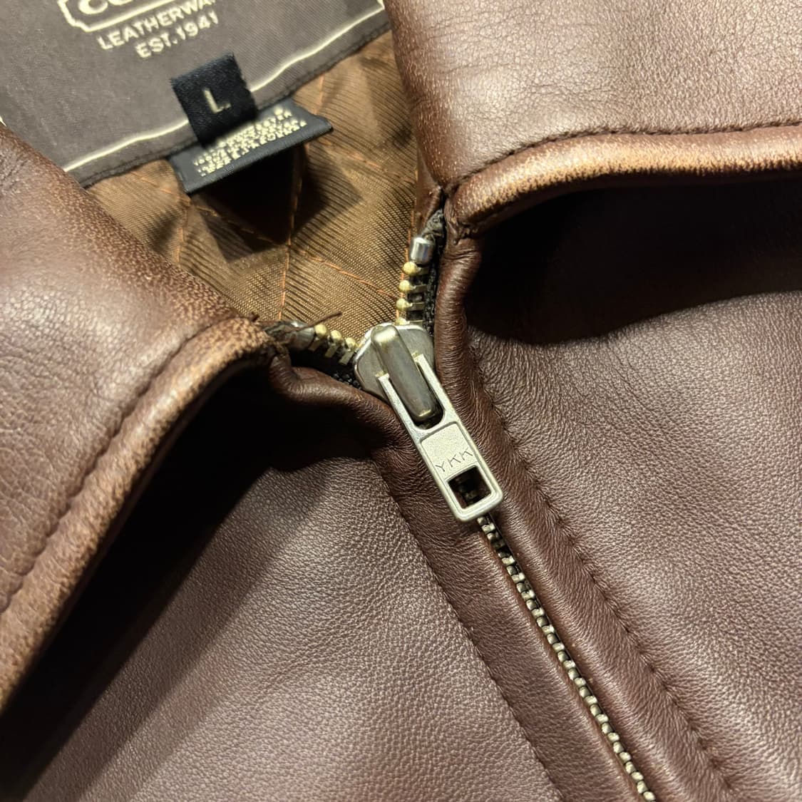 [L] 코치 빈티지 가죽 레더 자켓 브라운 C786 상품이미지4