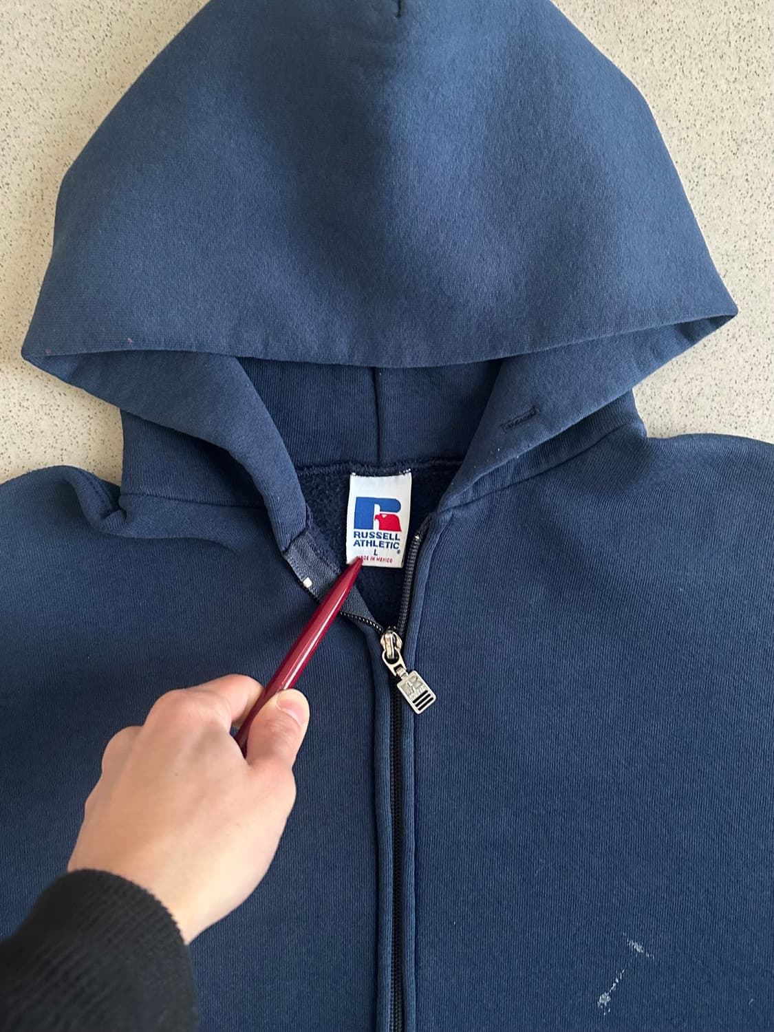 90s 빈티지 러셀 후드집업 네이비 L 페인팅 상품이미지9