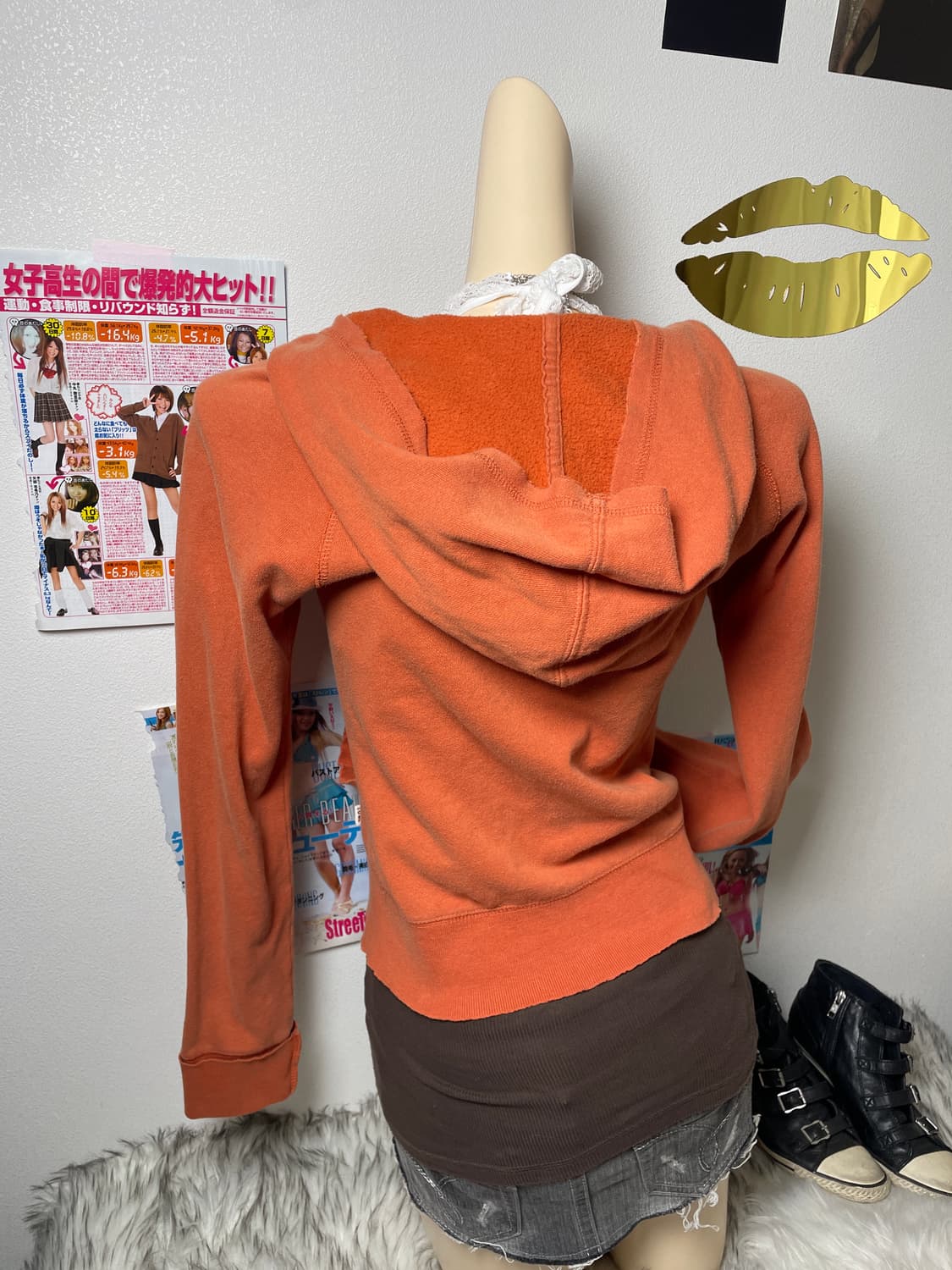 Abercrombie 아베크롬비 주황색 데미지 후드집업 상품이미지3