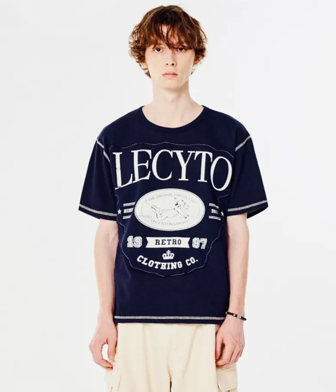 레씨토 LECYTO 네이비 반팔 티셔츠 상품이미지1