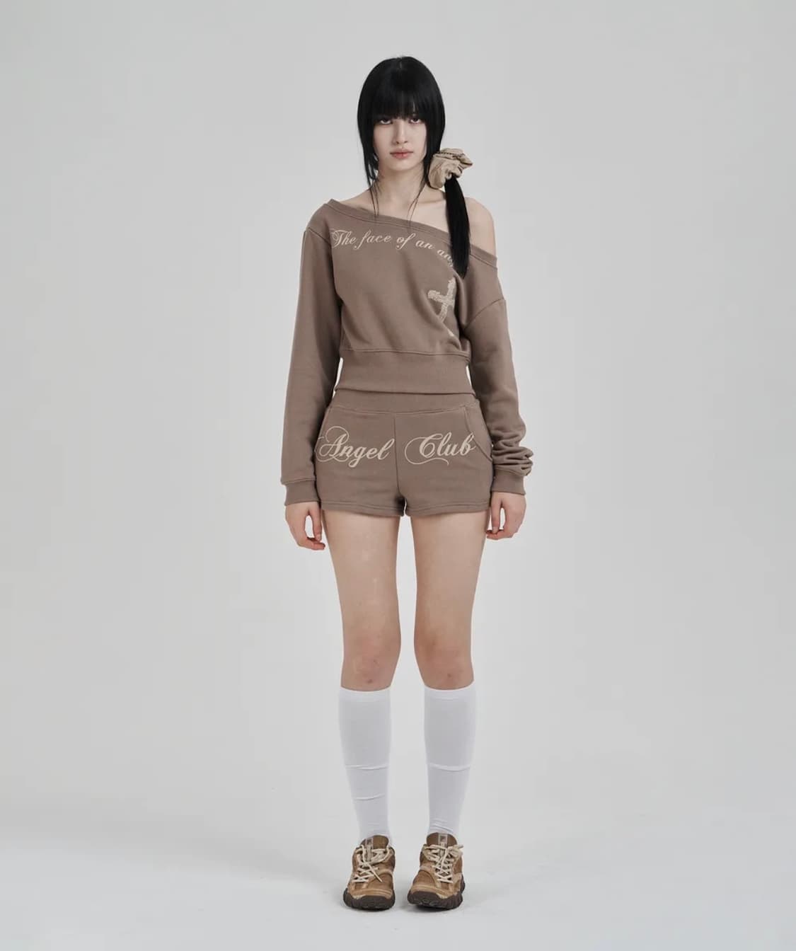 일리오 엔젤 스웻 셔츠 쇼츠 팬츠 셋업 모카  상품이미지2