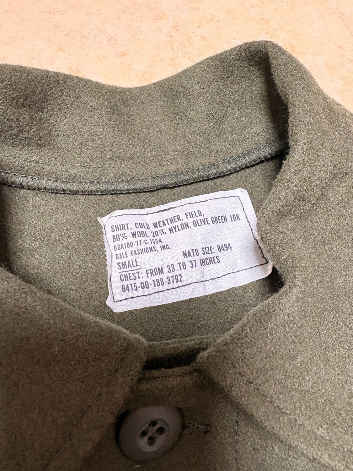 1970년대 미군 울 필드셔츠 OG-108 빈티지 밀리터리 셔츠 자켓 상품이미지2