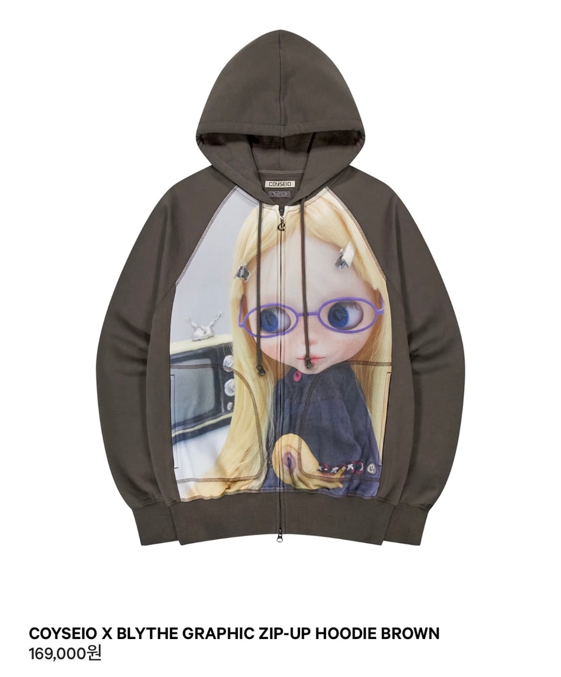 코이세이오 블라이스 브라이스 돌 그래픽 후드집업 후디 브라운 상품이미지1