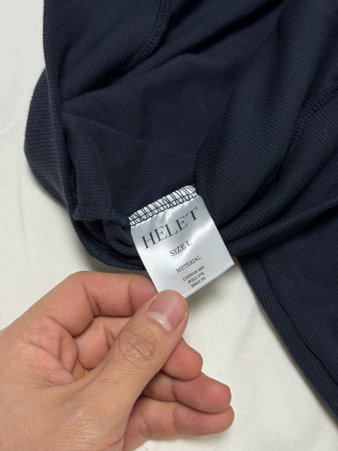 헬렛 / 리브드 레귤러 크롭 브이넥 롱슬리브 (블루) / L 상품이미지3