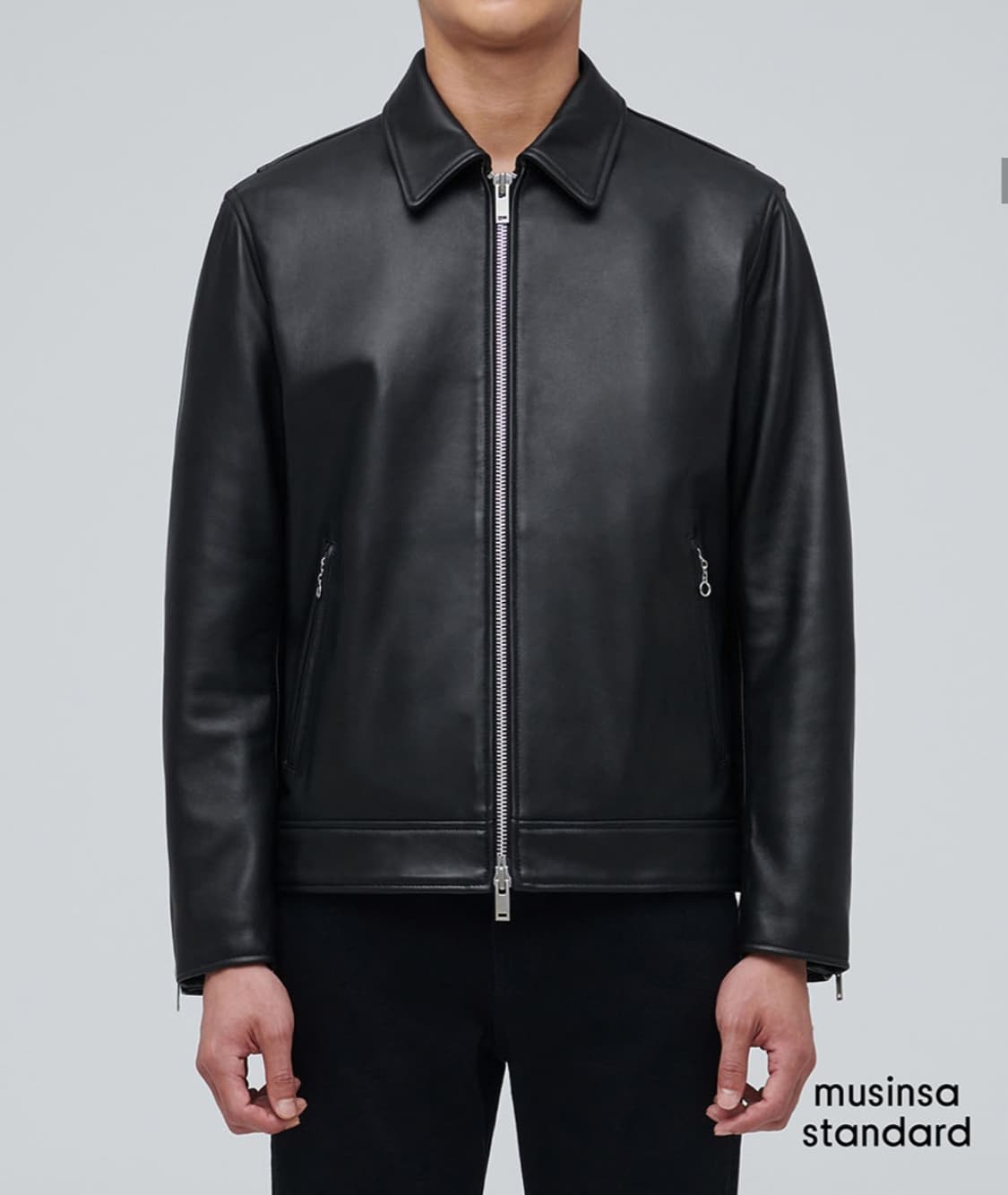 무신사스탠다드 램스킨 싱글 라이더자켓 블랙 M 상품이미지1