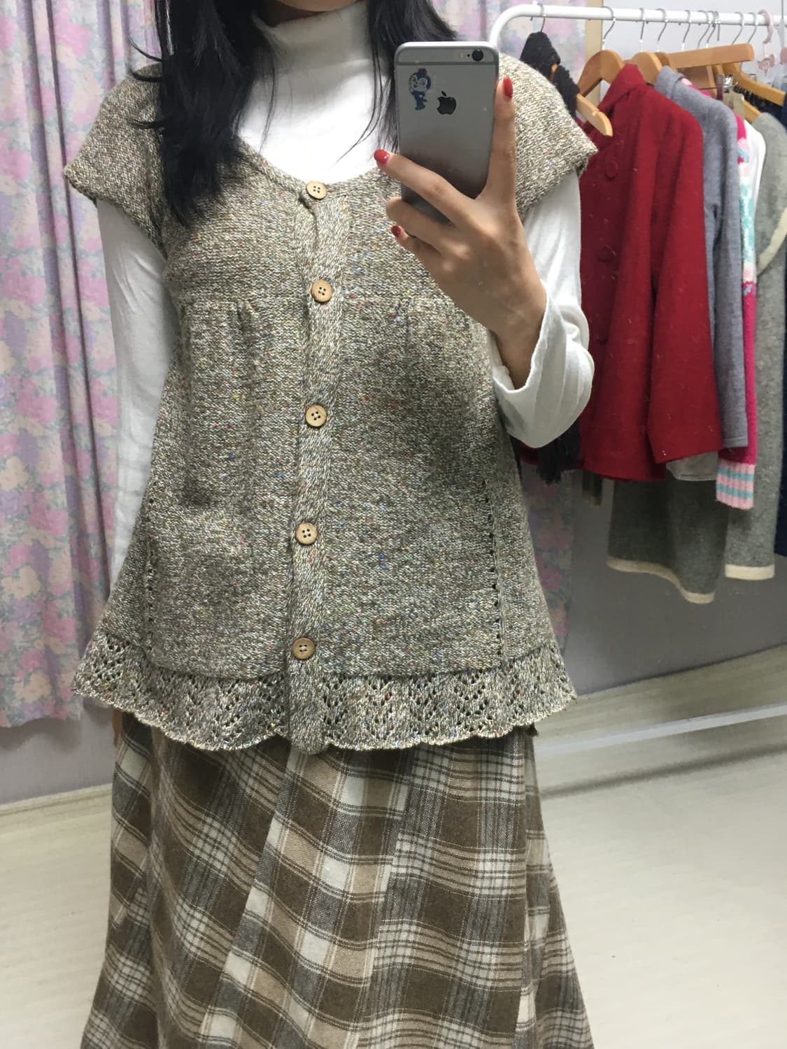 베이지 보카시 반소매 니트  상품이미지3