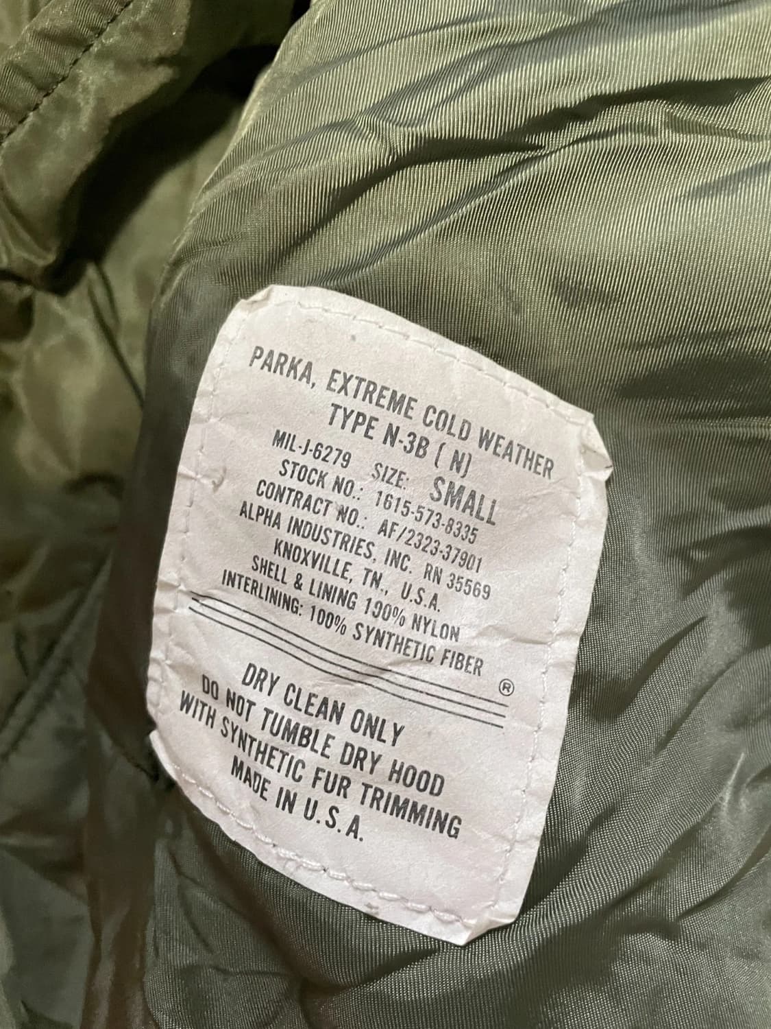 80s~90s 미공군 납품용 알파인더스트리 N-3B 파카 세이지그린 상품이미지4