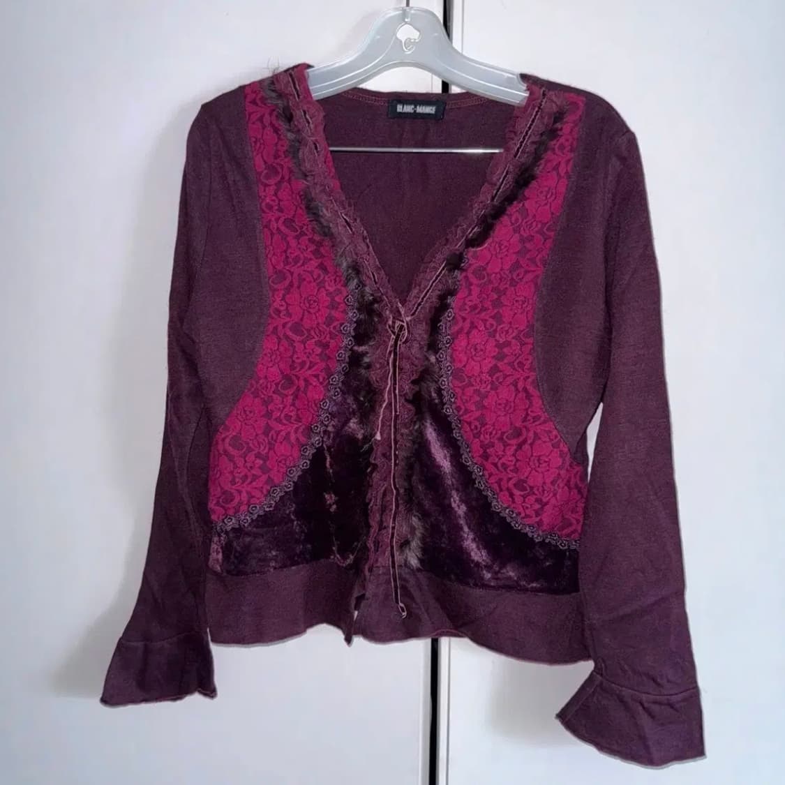 일본빈티지 그런지페어리 와인 가디건 블라우스 상품이미지2