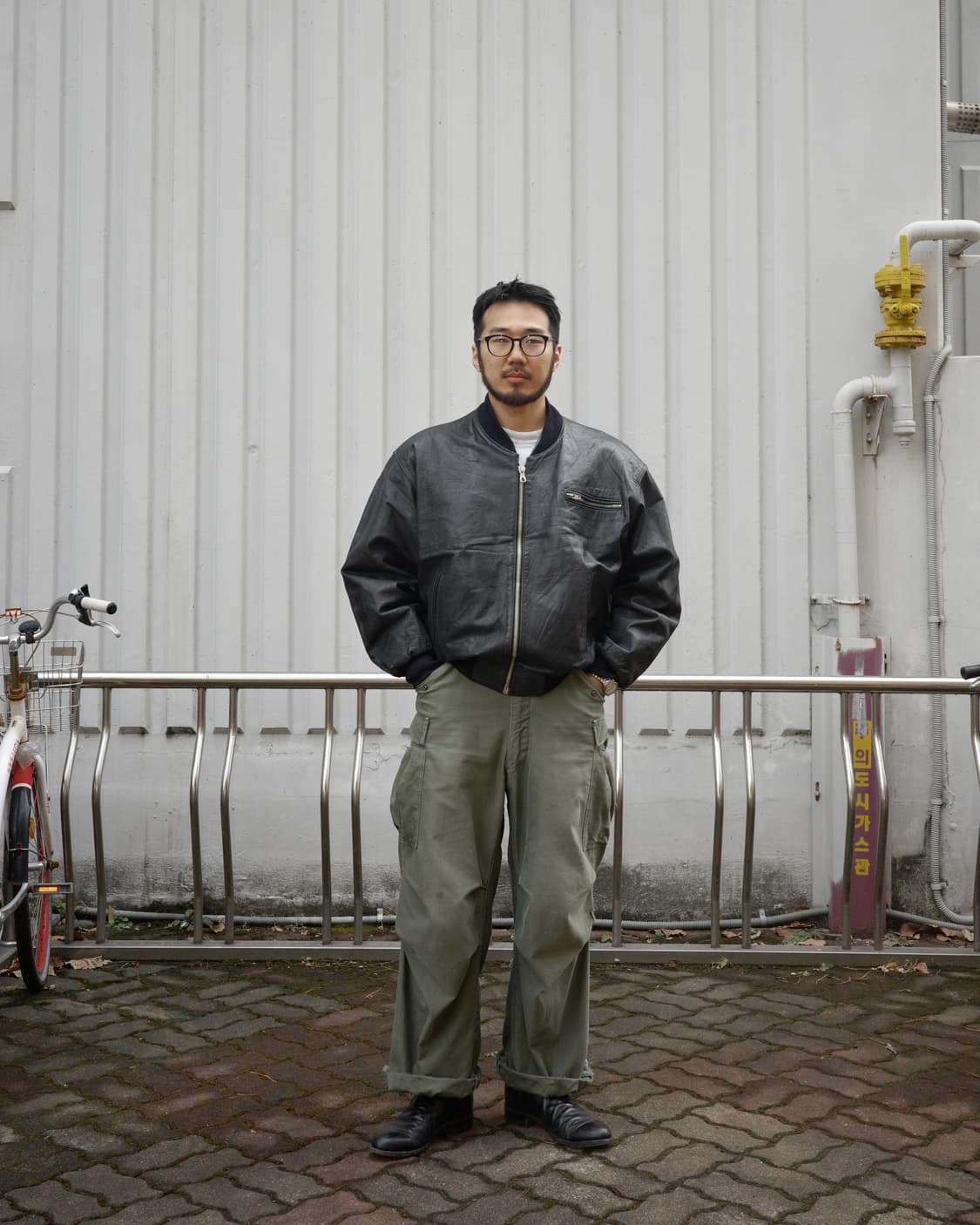 빈티지 유럽 레더 블루종 자켓 상품이미지6