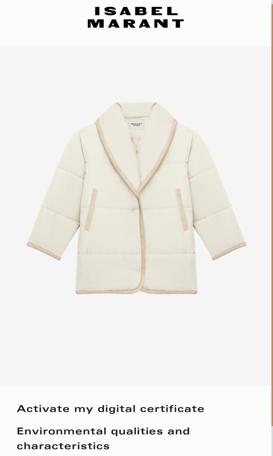 이자벨마랑 25SS 여성 갈리 자켓 에크루 38사이즈  상품이미지1