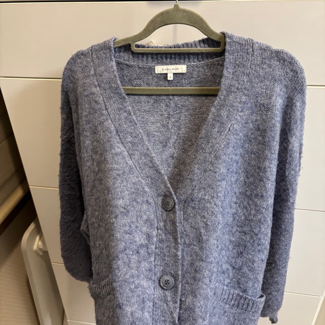 글로벌 워크 양모혼방 솜사탕 블루 가디건 상품이미지8