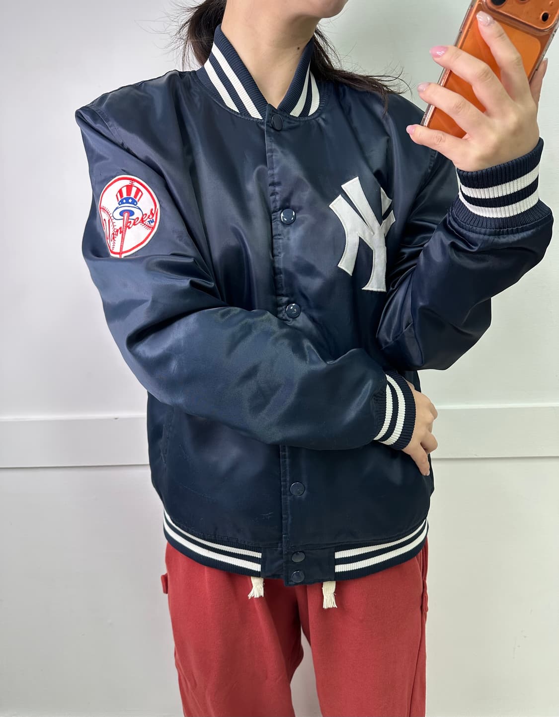 100 90s 마제스틱 일본판 뉴욕 양키즈 스타디움 바시티 자켓  상품이미지1