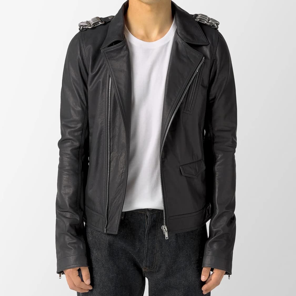 [52] 릭오웬스 스투지 체인 레더 바이커 자켓 상품이미지2