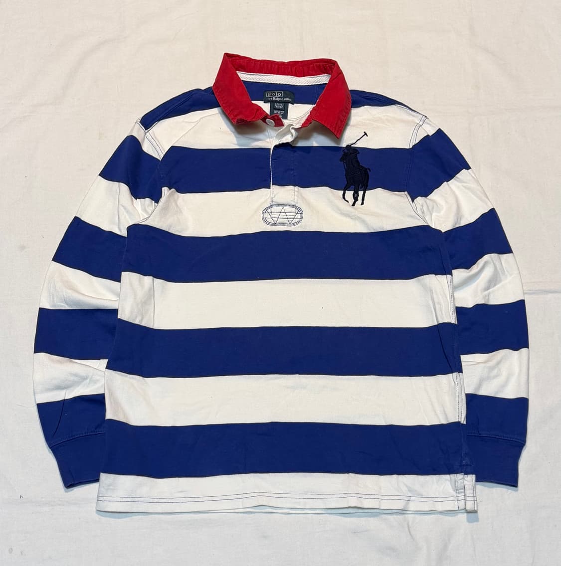 폴로 랄프로렌 빅포니 스트라이프 롱슬리브 럭비티 화이트 블루 상품이미지1