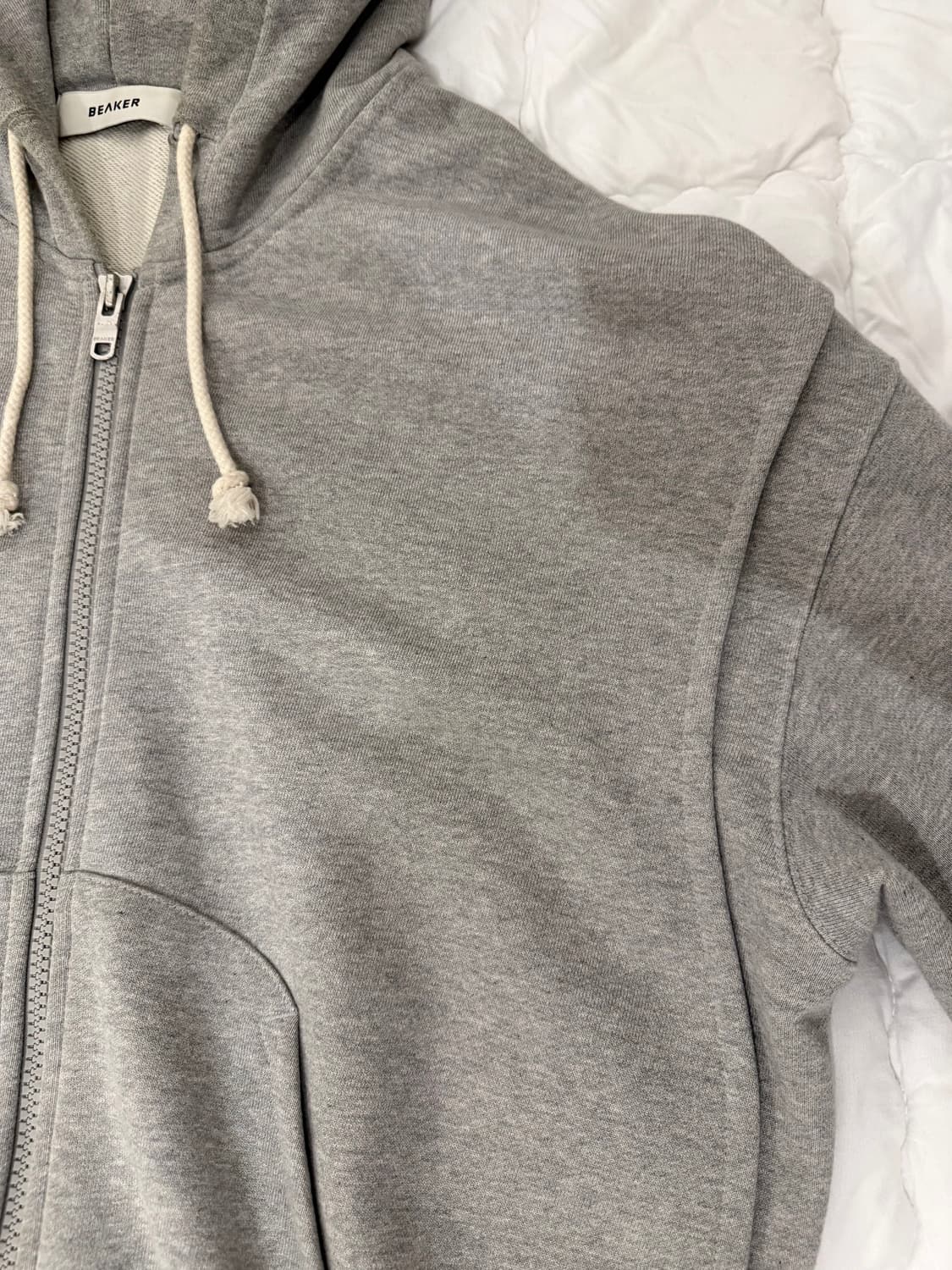 비이커 숏후드집업 멜란지그레이 상품이미지4