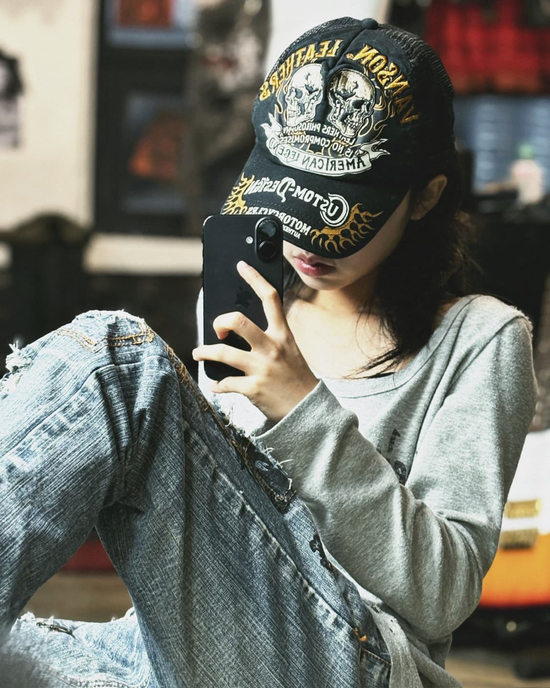 밴슨 자수 디테일 매쉬 볼 캡 상품이미지1