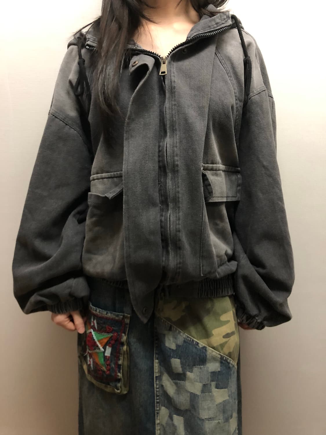빈티지 블랙 데님 워싱 자켓 상품이미지5