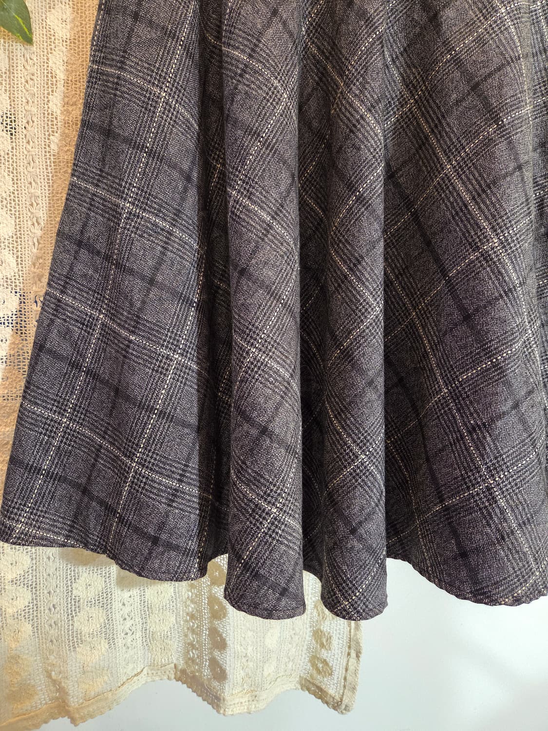 차콜 체크 롱스커트 상품이미지3