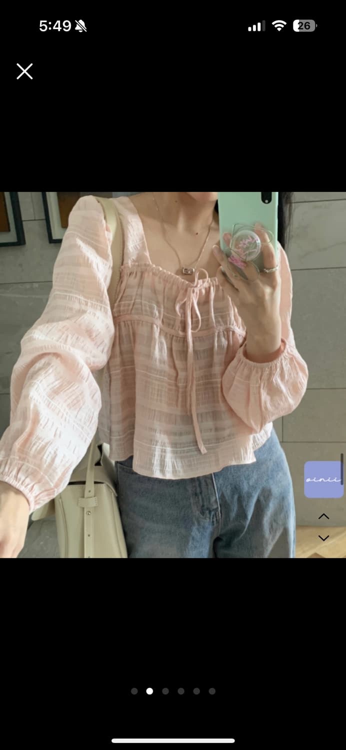 오이니 소라색 블라우스 상품이미지2