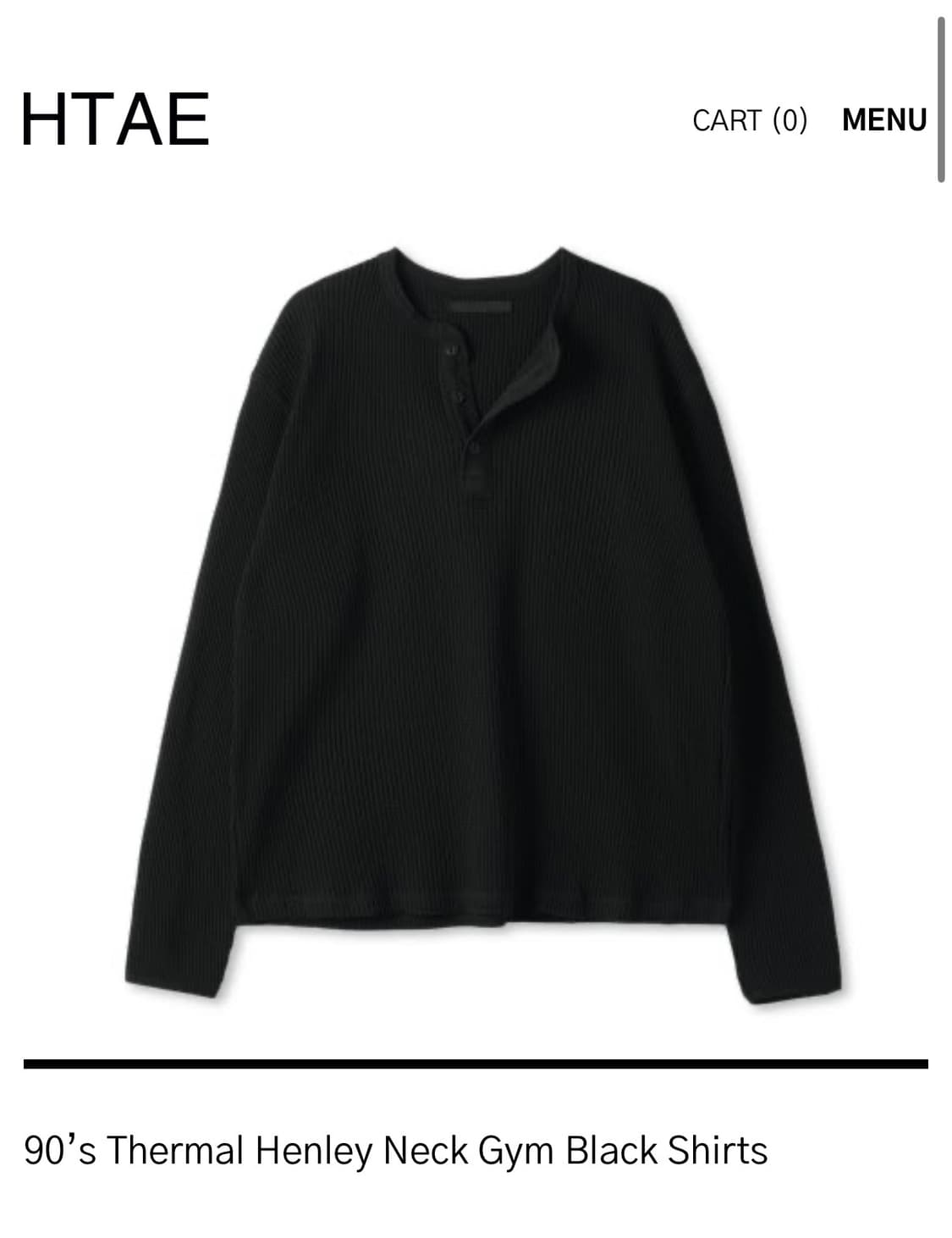 Htae 90’s Thermal Henley Neck Gym Black 상품이미지1