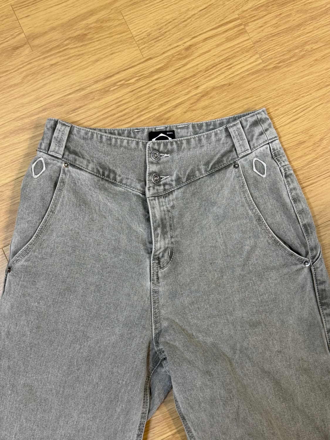 미스치프 워시드 슬라우치 진 블리치드 카키 M 상품이미지4