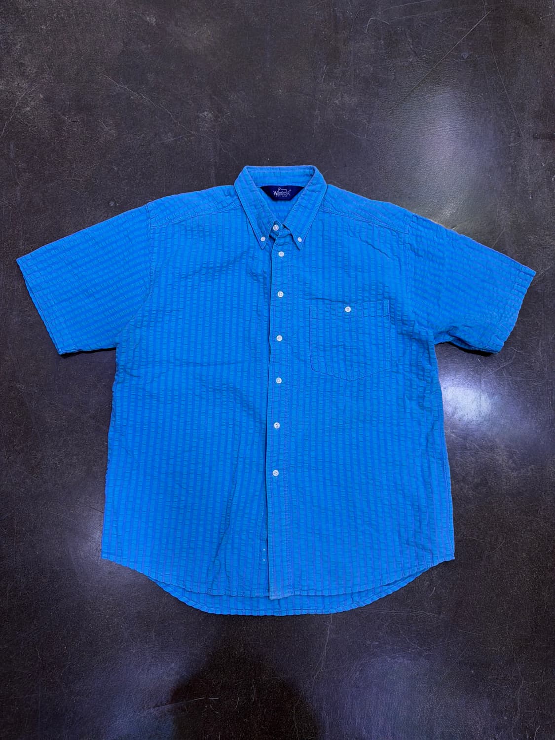 울리치 캐쥬얼 버튼다운 스트라이프 시어서커 엠보싱 반팔셔츠 L 상품이미지1