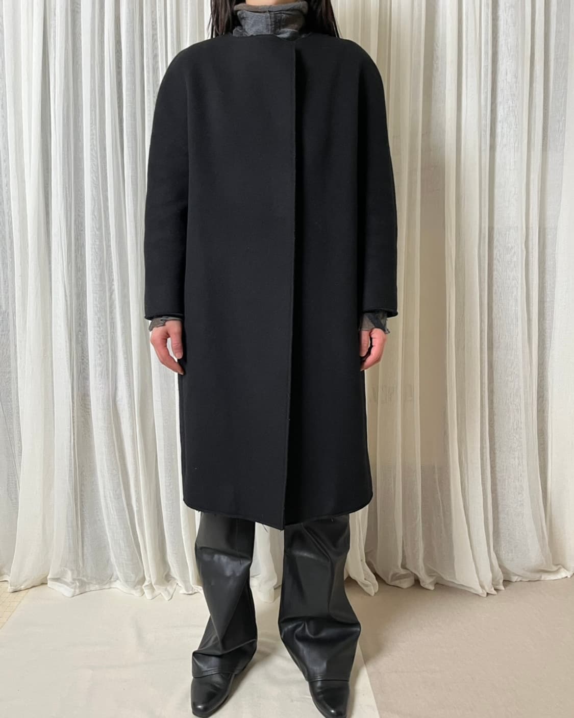 마르니 카라리스 멜튼 울 코트 marni 컷오프 노카라 상품이미지8