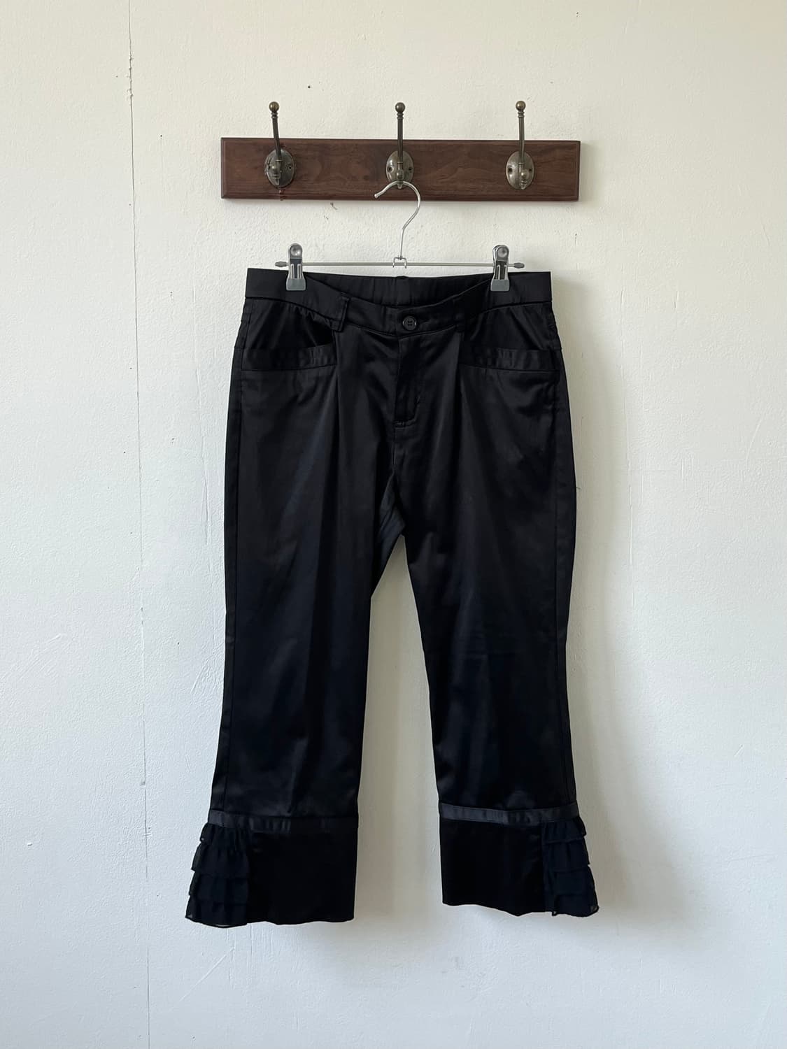 Japan vtg 블랙 7부 바지 상품이미지1