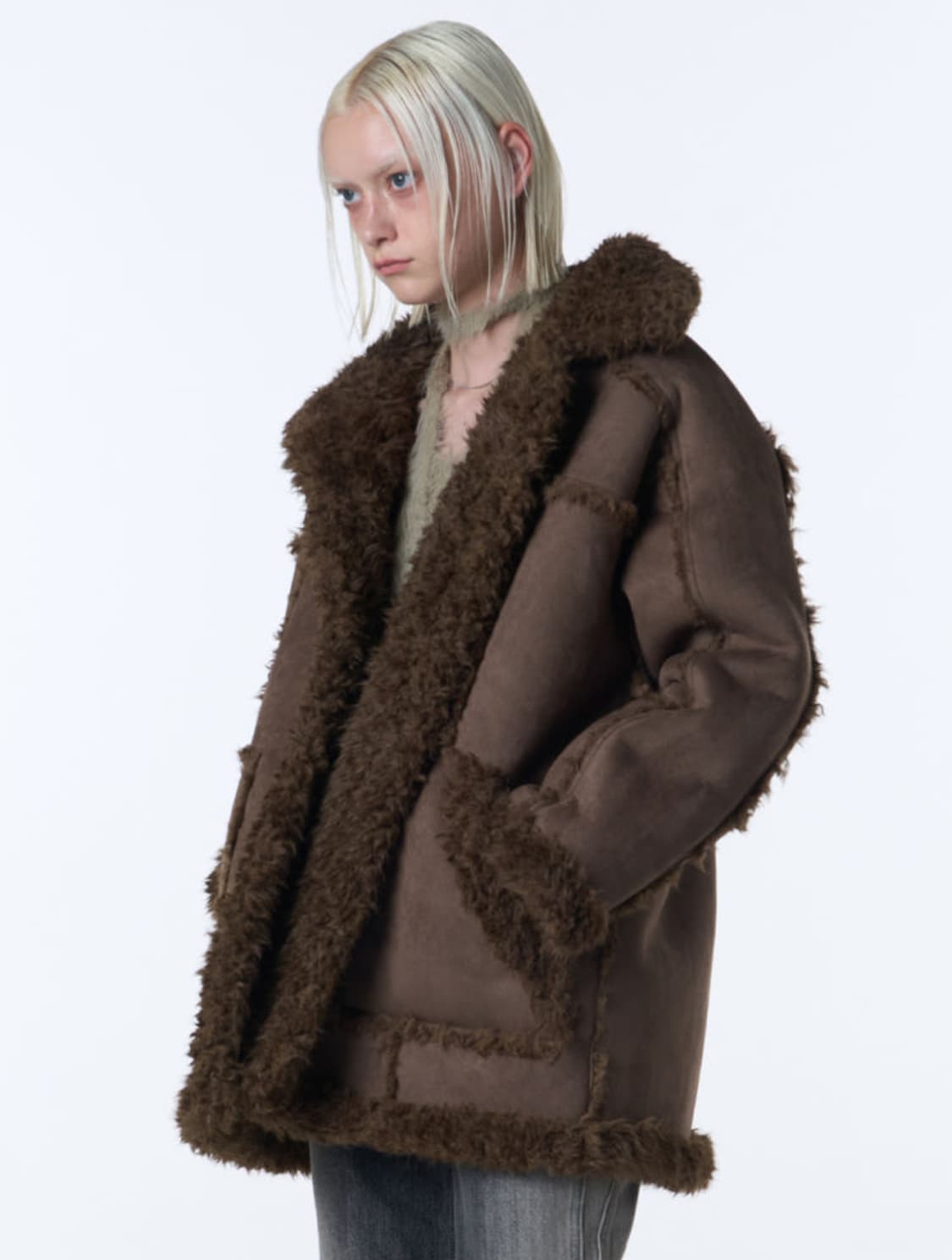 시어링 싱글 코트 [BROWN] 상품이미지1