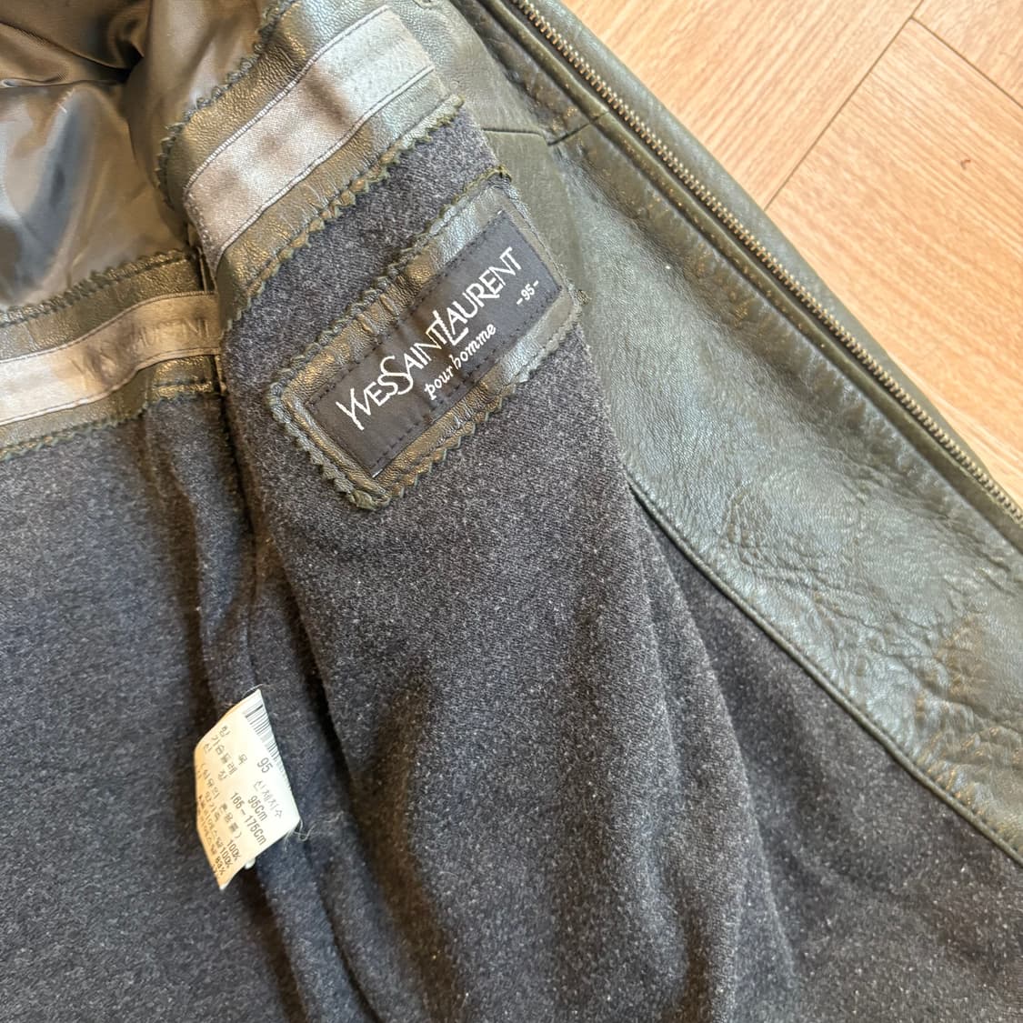 90s YSL 입생로랑 그린 양가죽 레더 자켓 상품이미지10