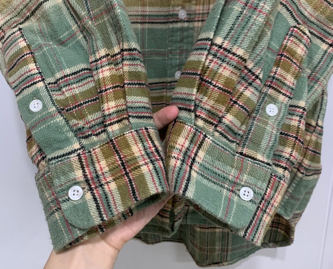 [XS] R13 알써틴 드롭 넥 워크 셔츠 그린 그라데이션 상품이미지5