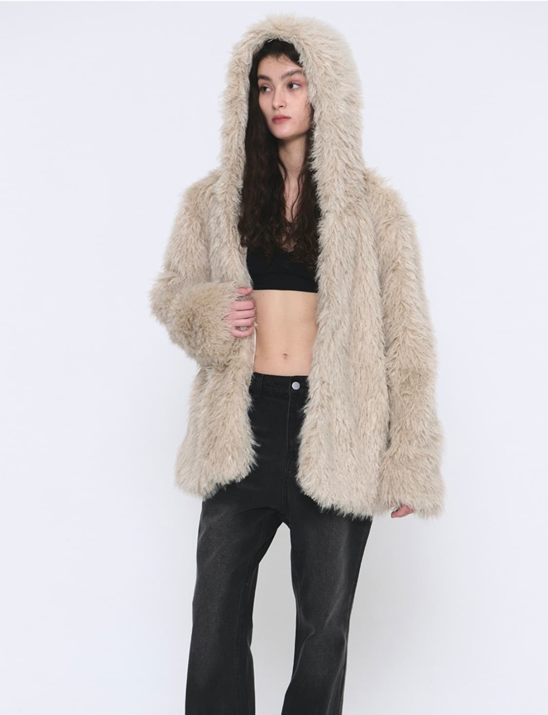 플레이스스튜디오 베이지 퍼후드코트 상품이미지3