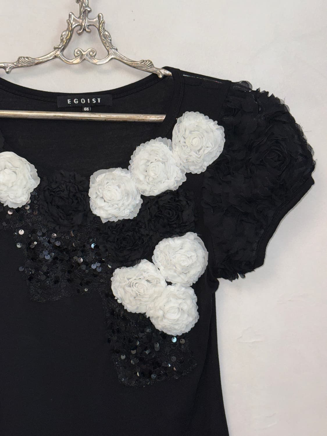 EGOIST black flower corsage half blouse  상품이미지4