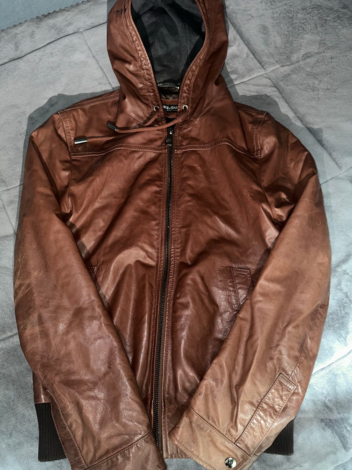 돌체앤가바나 후드 카프스킨 레더자켓 상품이미지1