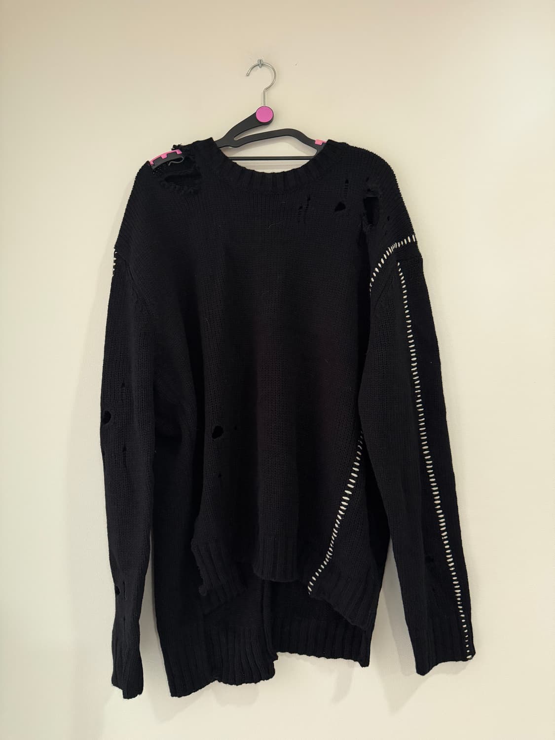 데미지 울 니트 블랙 블랙 디스트로이 상품이미지1