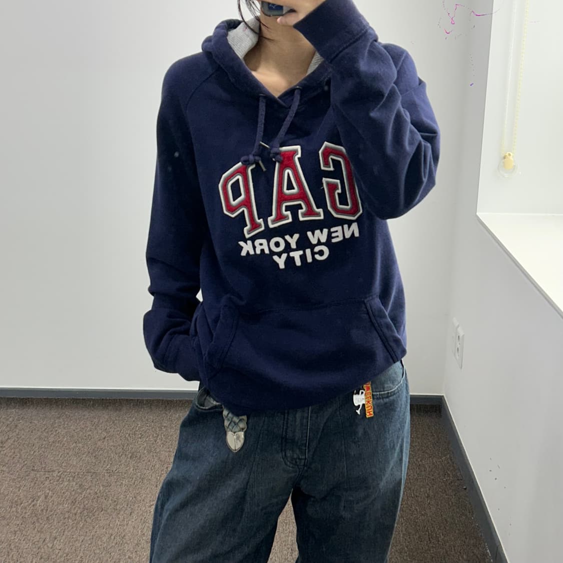 Gap 갭 레드로고 네이비 후드티 상품이미지2