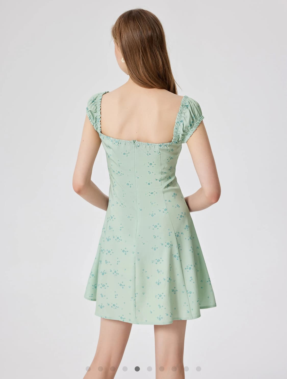 Floral U-neckline knotted mini dress XXS 상품이미지5
